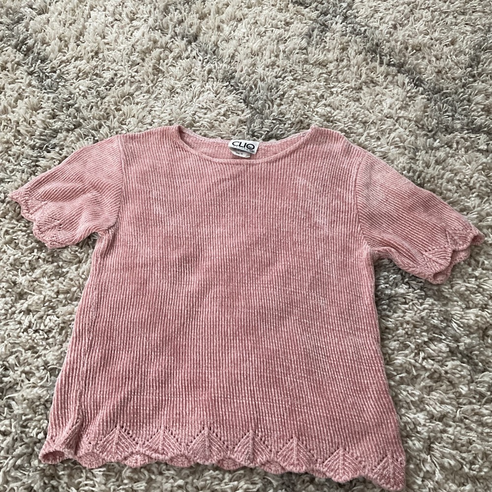 CLIO PETITES Pink Short Sleeve Sweater‎ Top Petite